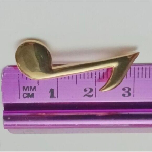D'ORLAN Signed Vintage Gold-Tone Eighth Note Brooch Music Symbol Half Beat 1980s - Picture 8 of 8